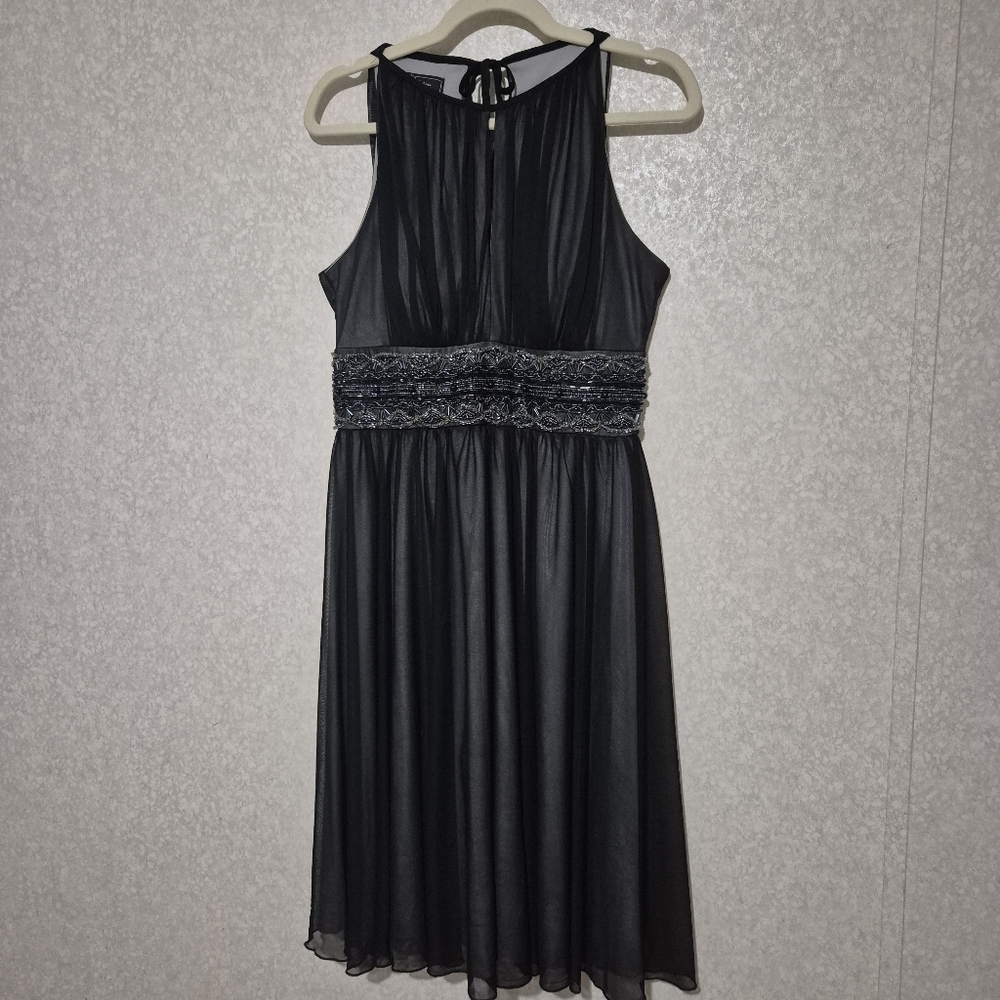 dressbarn Black Midi Dress with Embellished Waist  Detail...size:10